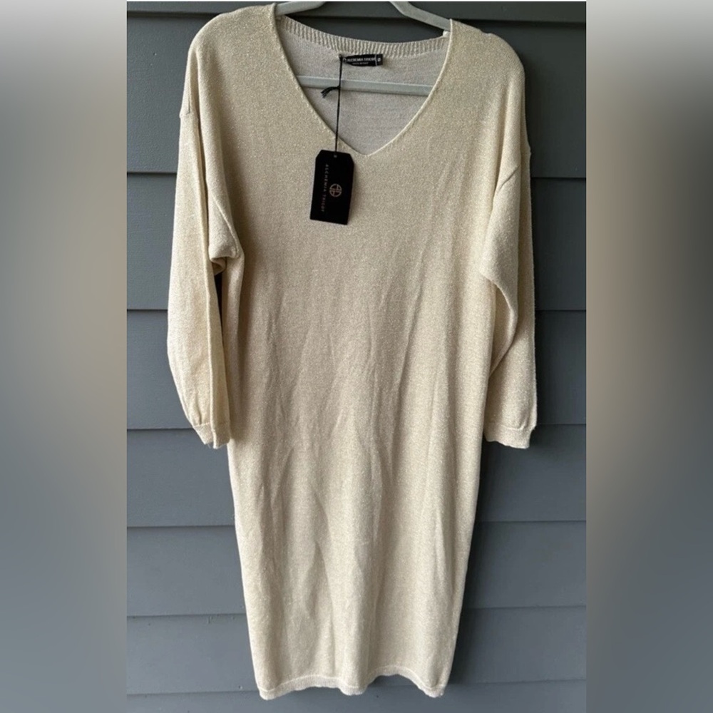 Alchemia Tricot NWT Dress Sz S Small Made in Italy Metallic